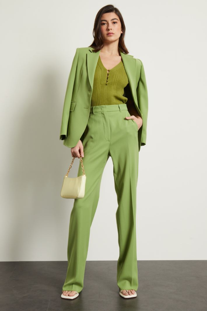 Pantaloni a palazzo in lana - VERDE OLIVA CHIARO - Fashion Market