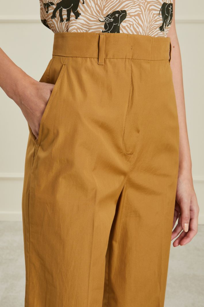 Pantaloni in popeline  - MARRONE - Fashion Market - 3