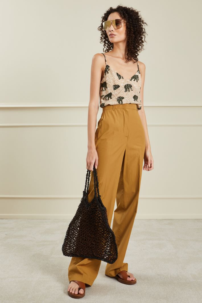 Pantaloni in popeline  - MARRONE - Fashion Market