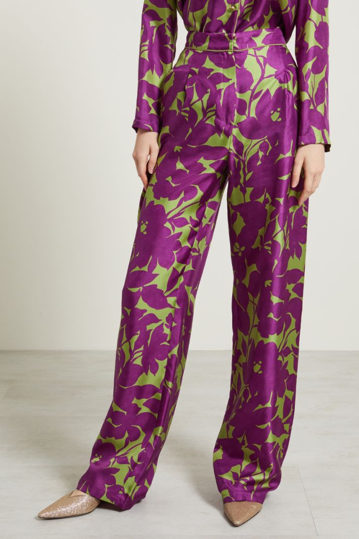 Pantaloni a palazzo in twill - CICLAMINO VERDE - Fashion Market - 2