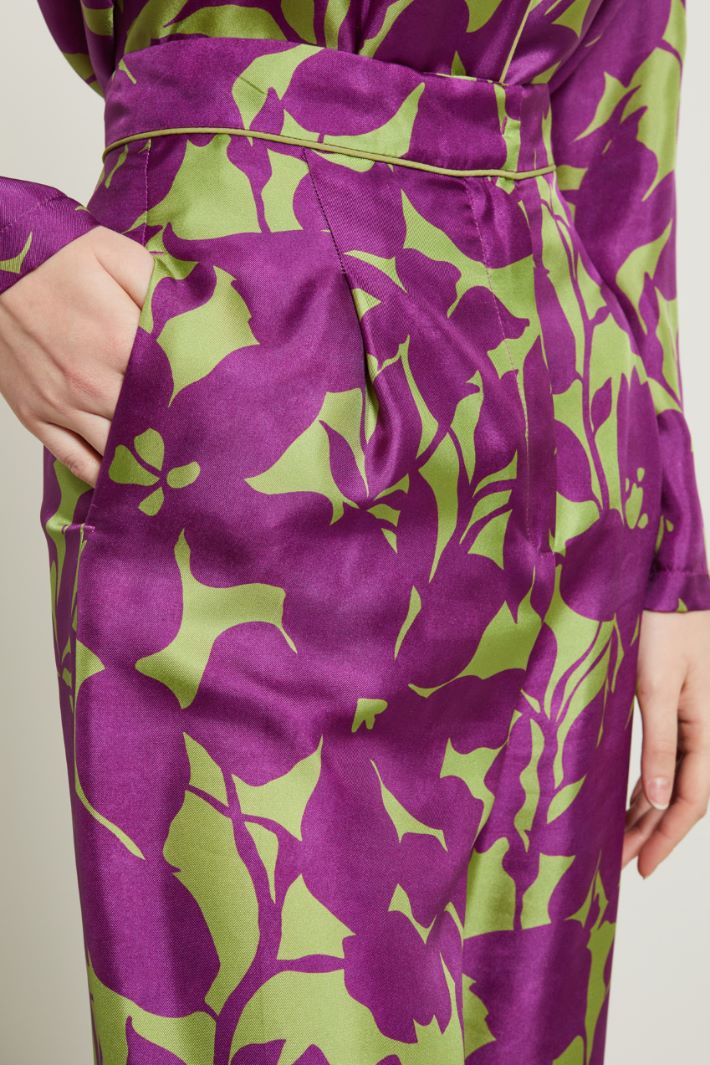 Pantaloni a palazzo in twill - CICLAMINO VERDE - Fashion Market - 3