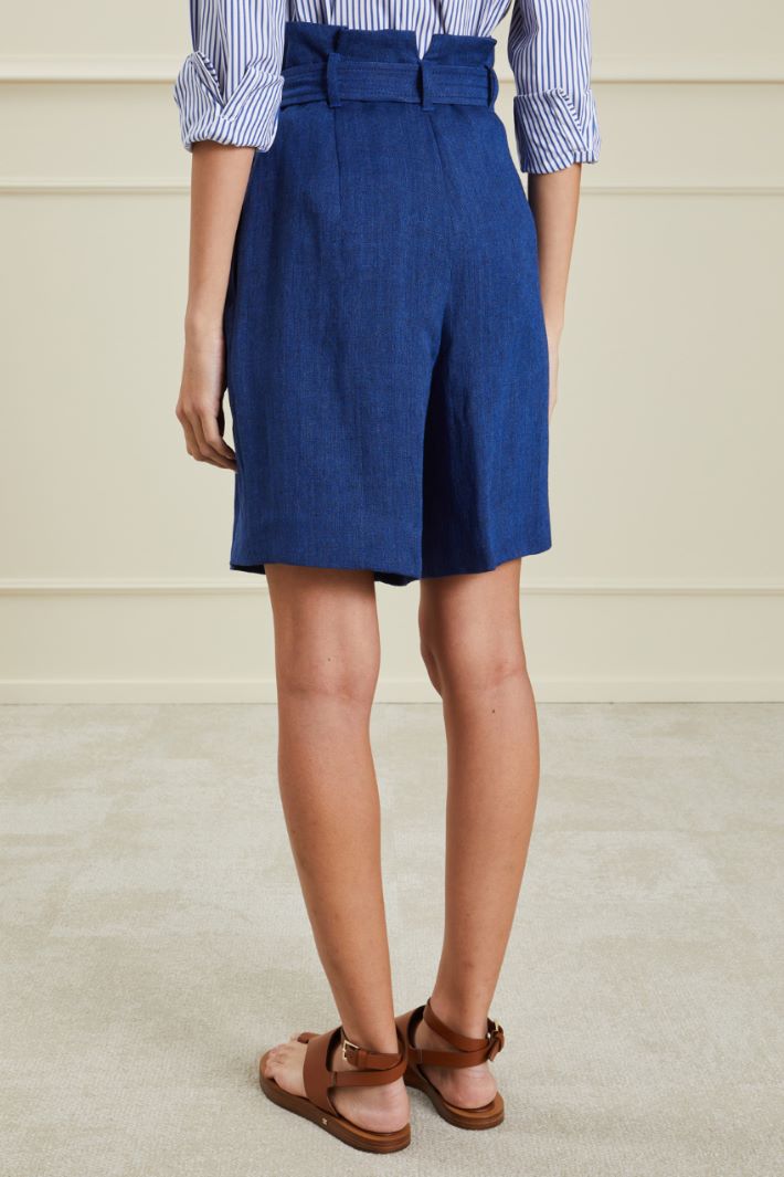 Bermuda in lino - BLU DENIM - Fashion Market - 4