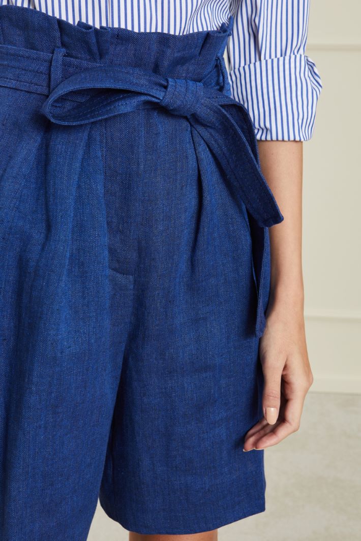 Bermuda in lino - BLU DENIM - Fashion Market - 3