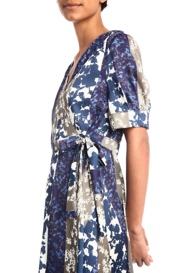 Abito a portafoglio in twill - BLU GRIGIO BIANCO - Fashion Market - 3