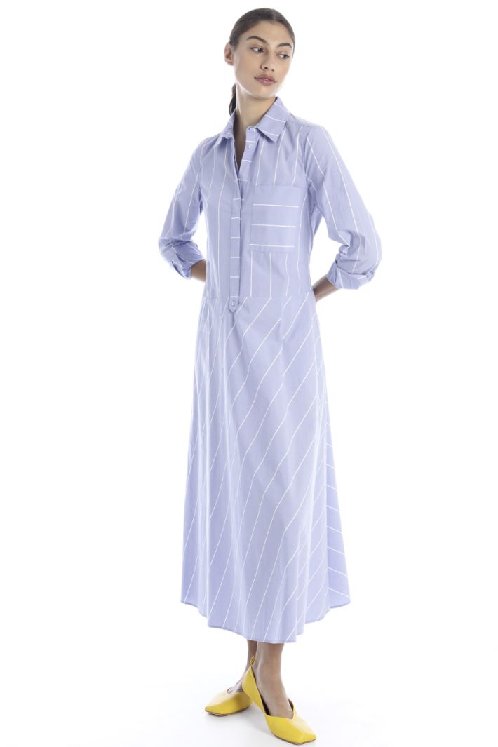 Abito chemisier lungo - AZZURRO - Fashion Market
