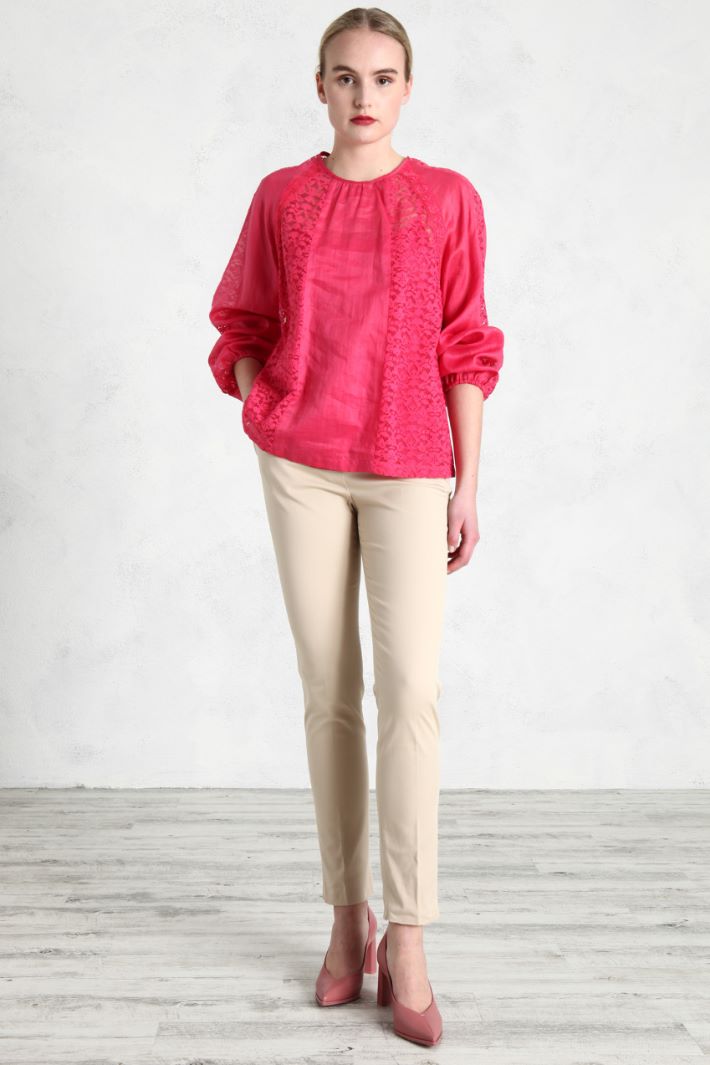 Blusa in tela e pizzo - FUXIA - Fashion Market - 5