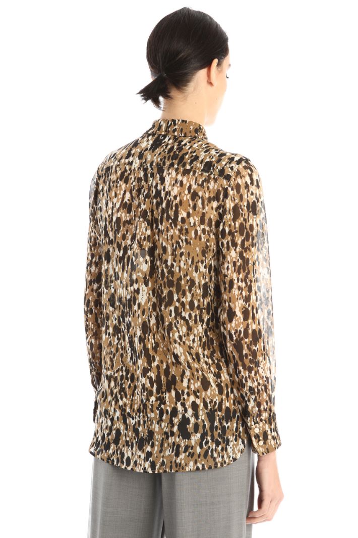 Blusa in georgette di seta - BEIGE NERO BIANCO - Fashion Market - 4