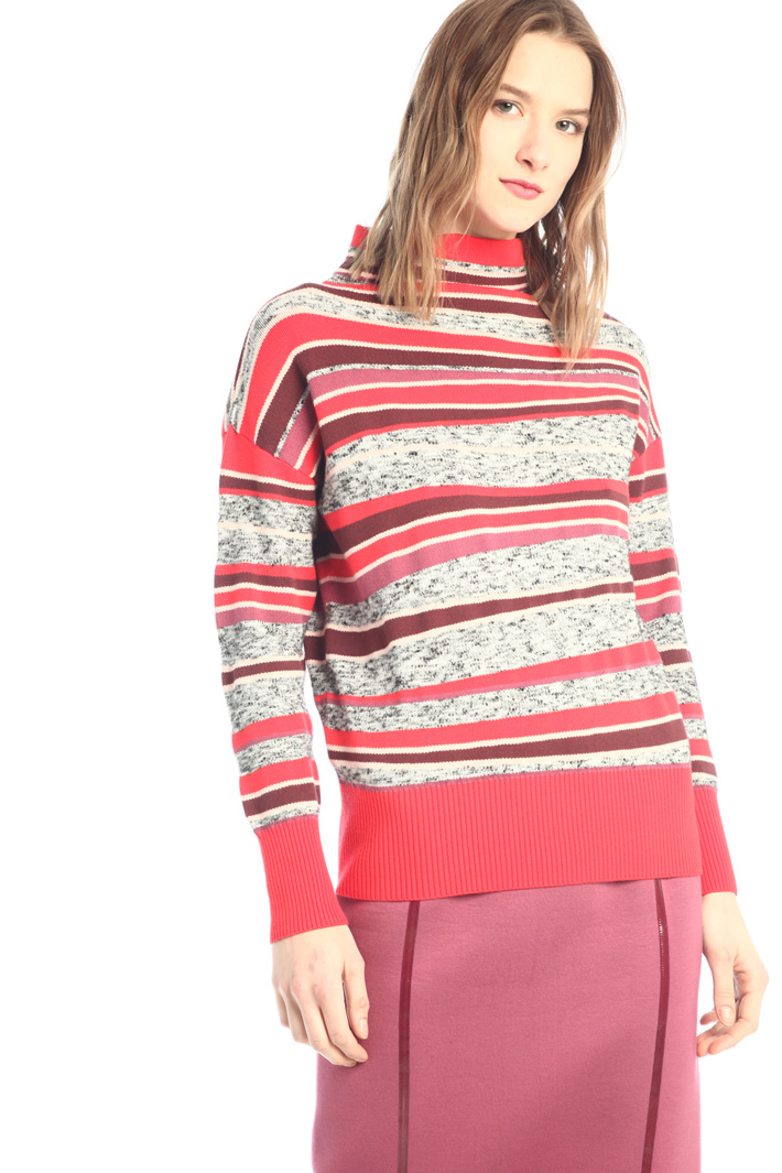 Maglia con collo a cratere - ROSSO MALVA GRIGIO - Fashion Market - 5