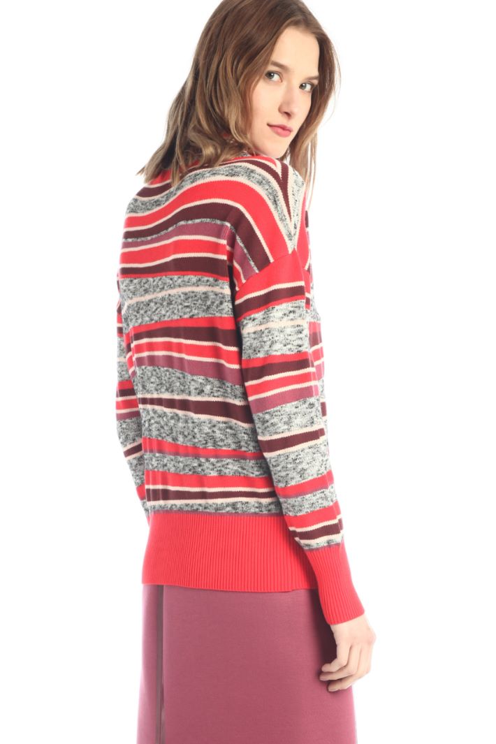 Maglia con collo a cratere - ROSSO MALVA GRIGIO - Fashion Market - 4