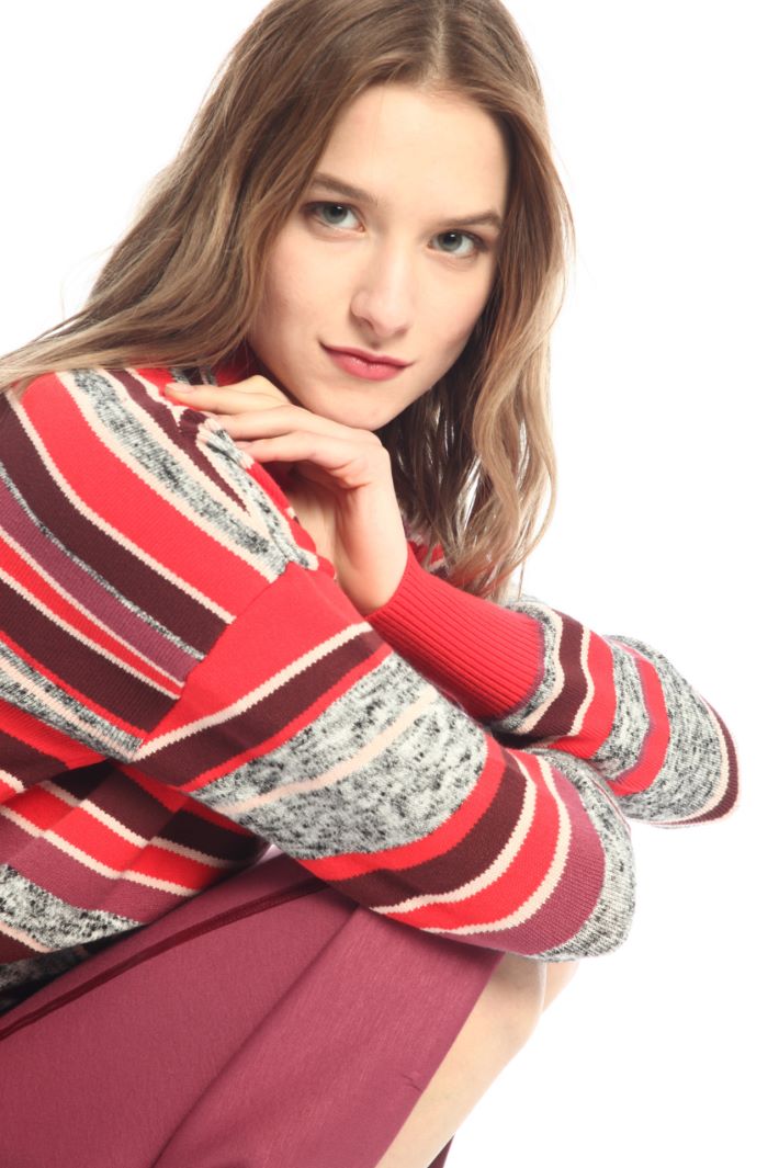 Maglia con collo a cratere - ROSSO MALVA GRIGIO - Fashion Market - 3