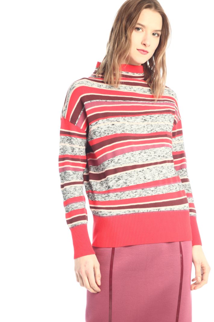 Maglia con collo a cratere - ROSSO MALVA GRIGIO - Fashion Market
