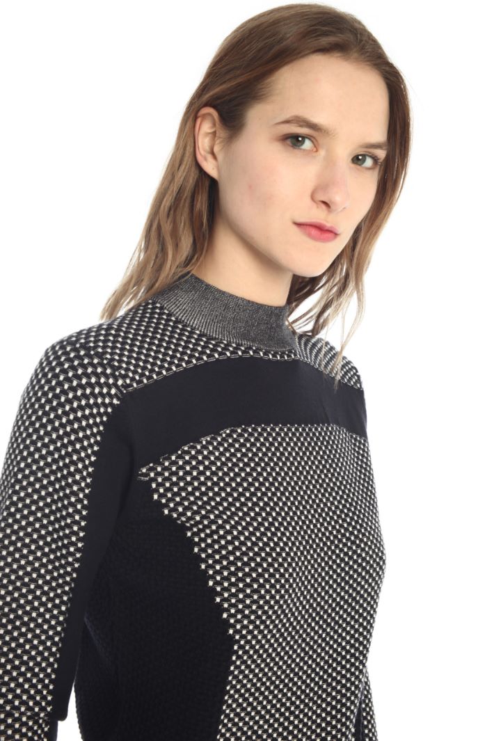 Maglia con lavorazione 3D - BLU SCURO BIANCO - Fashion Market - 3