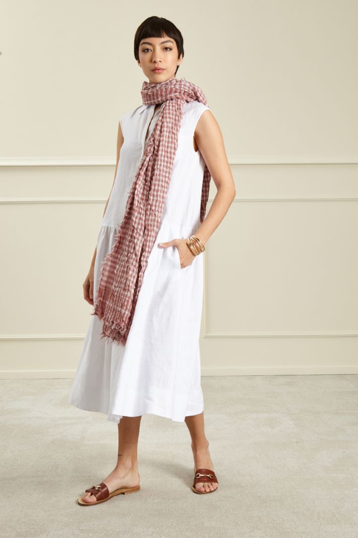 Sciarpa in cotone tinto filo - TERRACOTTA BIANCO - Fashion Market - 2
