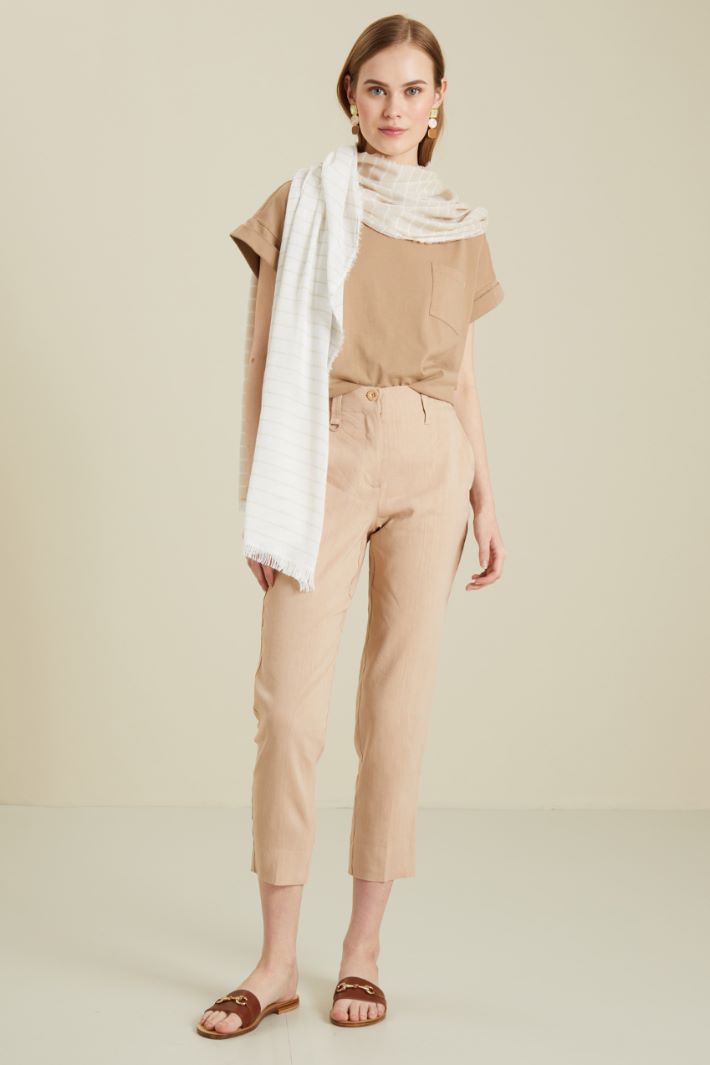 Sciarpa in viscosa tinto filo - BEIGE BIANCO - Fashion Market - 2