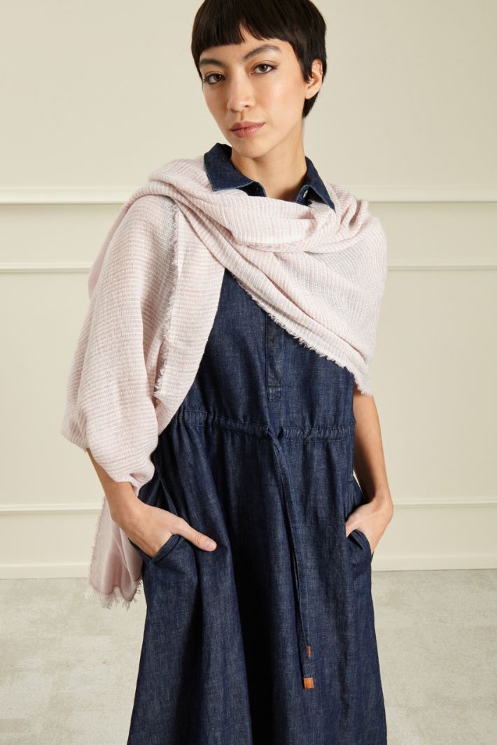 Sciarpa in misto viscosa lamè - ROSA BIANCO - Fashion Market