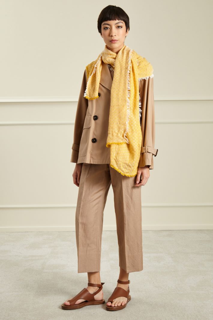 Stola jacquard - GIALLO SOLE BIANCO - Fashion Market