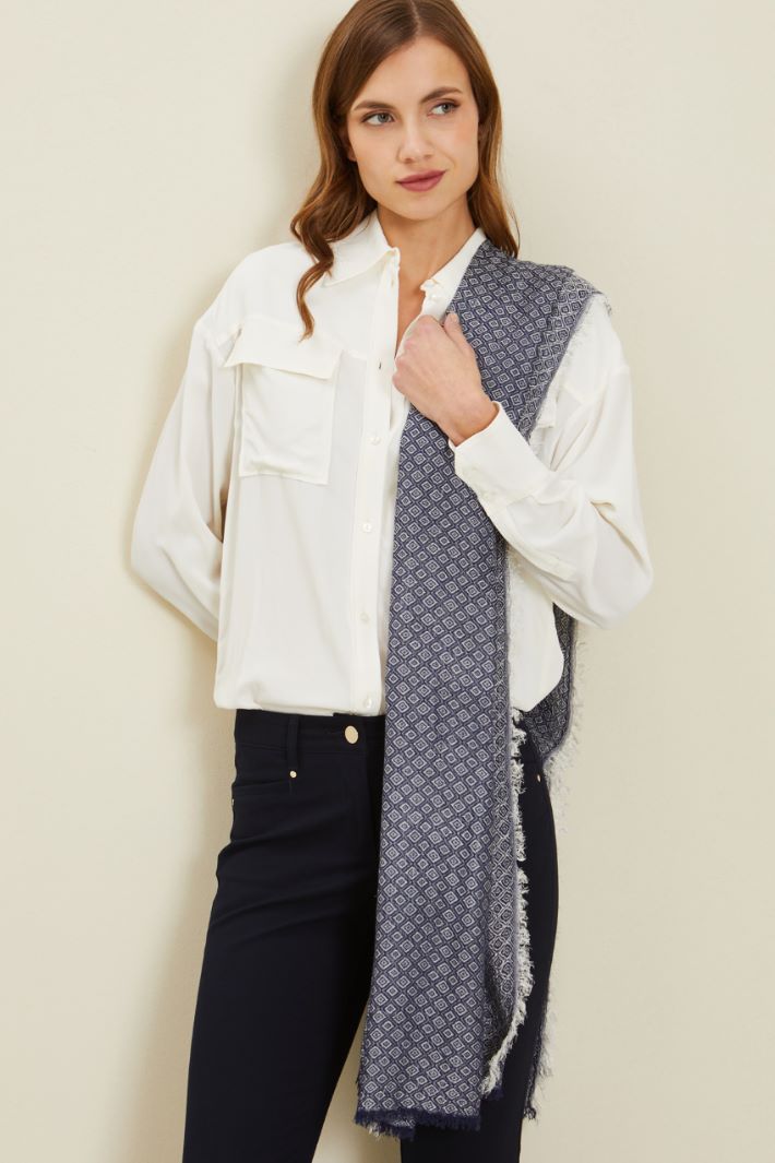 Stola jacquard - BLU NOTTE - Fashion Market