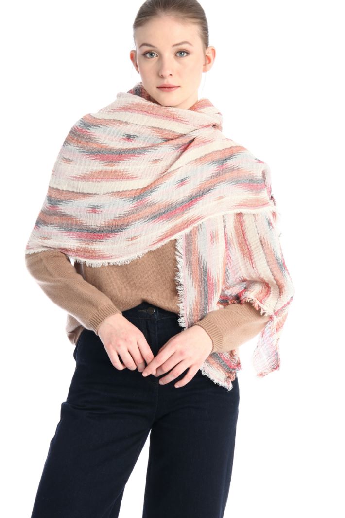 Sciarpa in jacquard di cotone  - ROSSO - Fashion Market