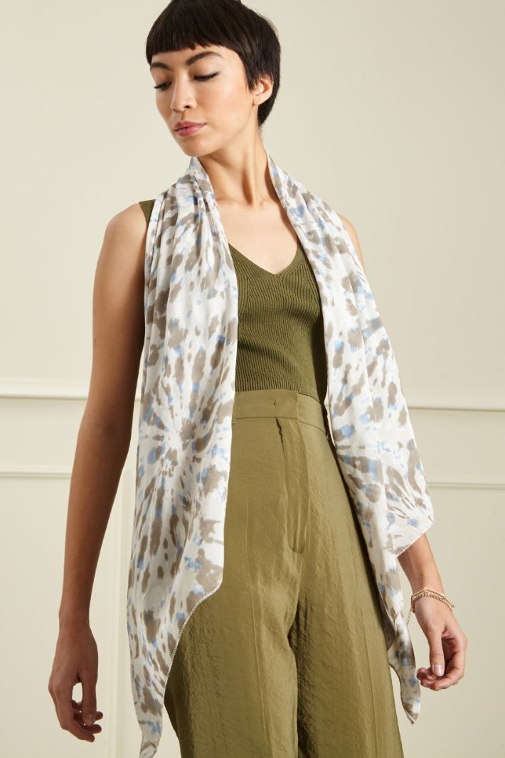Stola in voile stampato - BEIGE TORTORA - Fashion Market - 2