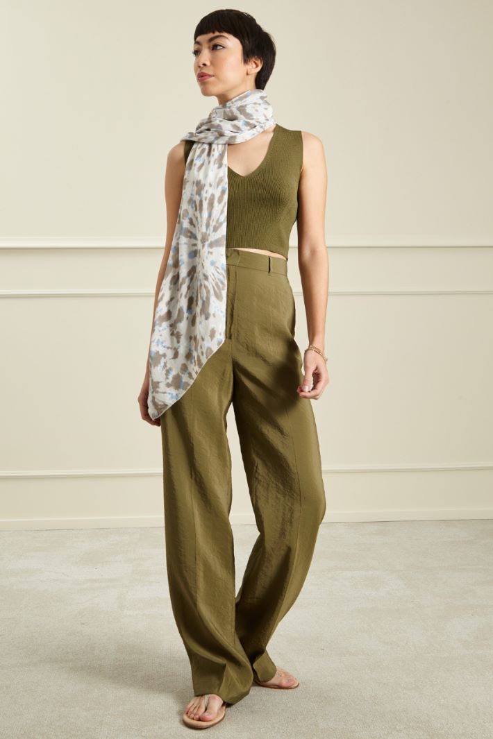 Stola in voile stampato - BEIGE TORTORA - Fashion Market