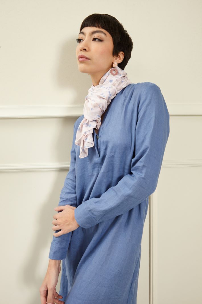 Stola in voile stampato - ROSA CIPRIA CELESTE - Fashion Market
