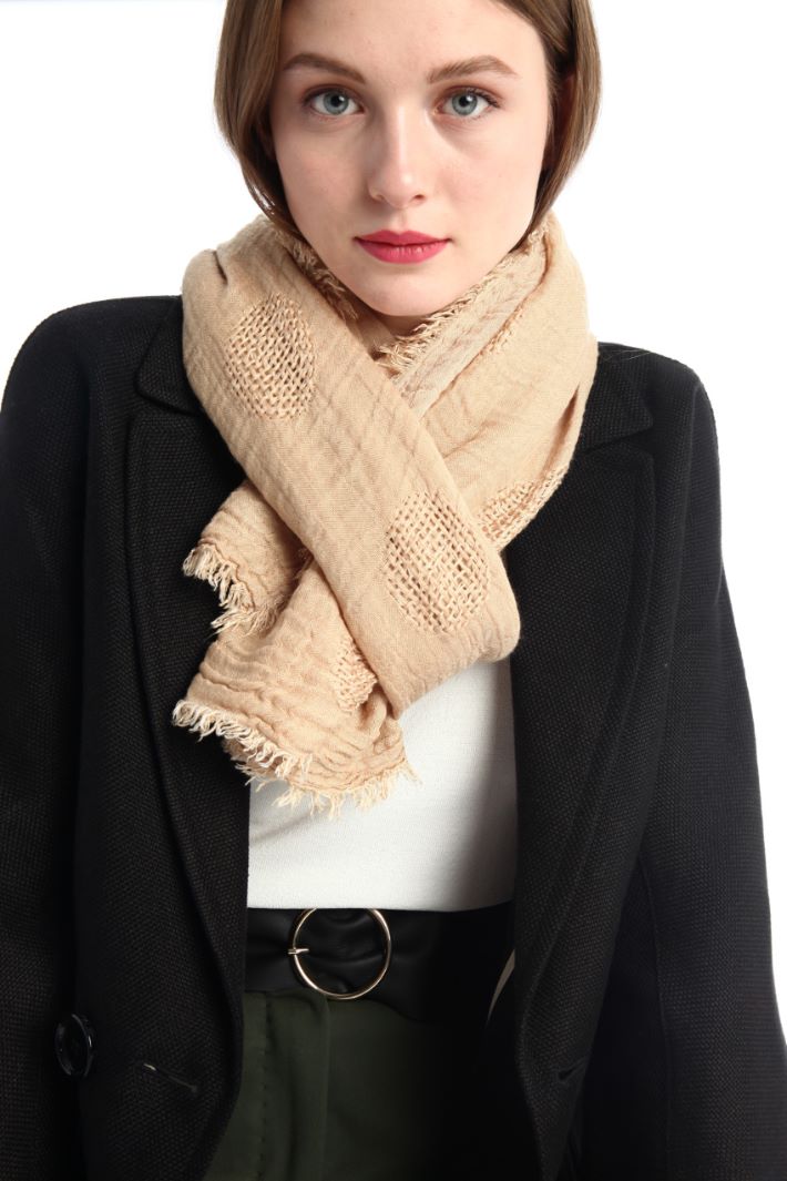 Sciarpa con motivo traforato - BEIGE - Fashion Market - 3