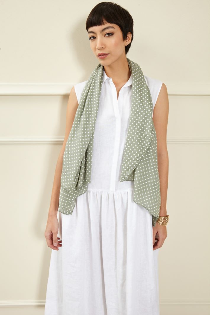 Stola in cotone e seta - SALVIA BIANCO - Fashion Market - 2