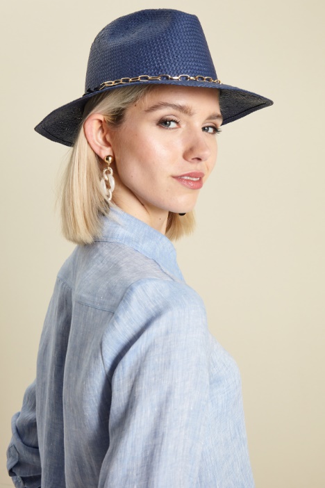 Cappello in rafia con catena Fashion Market