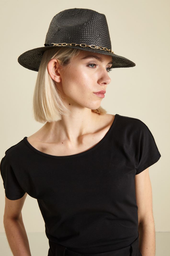 Cappello in rafia con catena Fashion Market