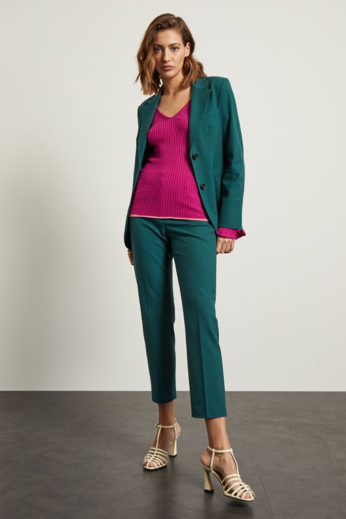 Blazer a due bottoni  - VERDE PETROLIO - Fashion Market