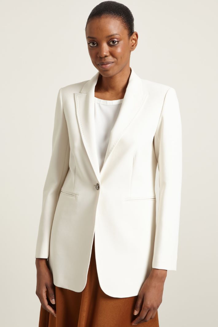 Blazer monopetto in viscosa - BIANCO - Fashion Market - 2