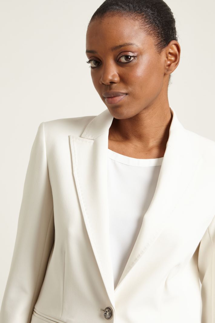 Blazer monopetto in viscosa - BIANCO - Fashion Market - 3