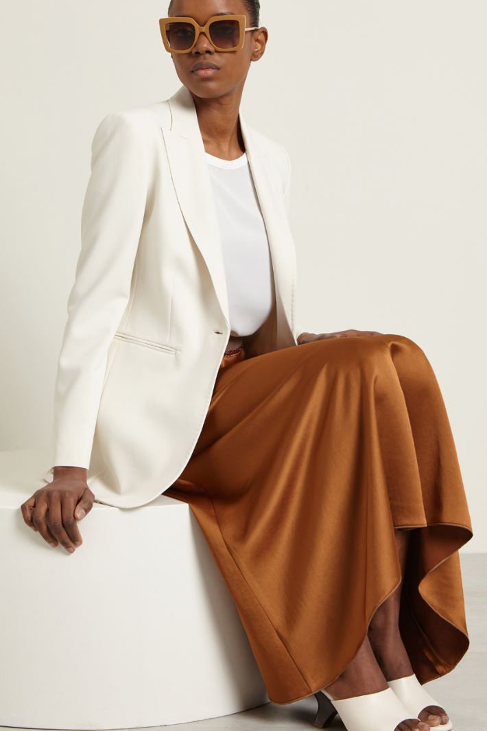 Blazer monopetto in viscosa - BIANCO - Fashion Market