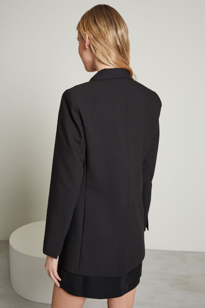 Blazer monopetto in viscosa - NERO - Fashion Market - 4