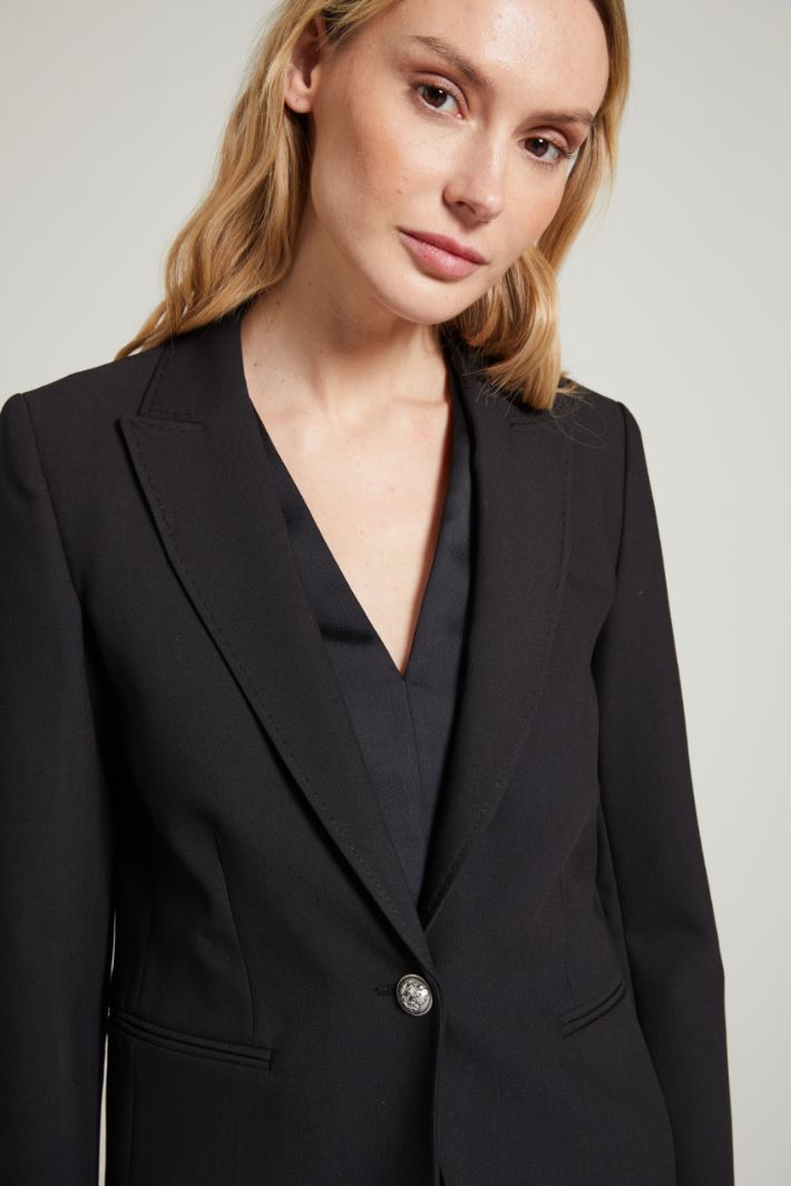 Blazer monopetto in viscosa - NERO - Fashion Market - 3