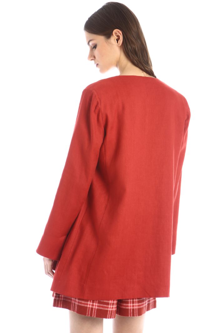 Giacca in twill di lino - ROSSO - Fashion Market - 4