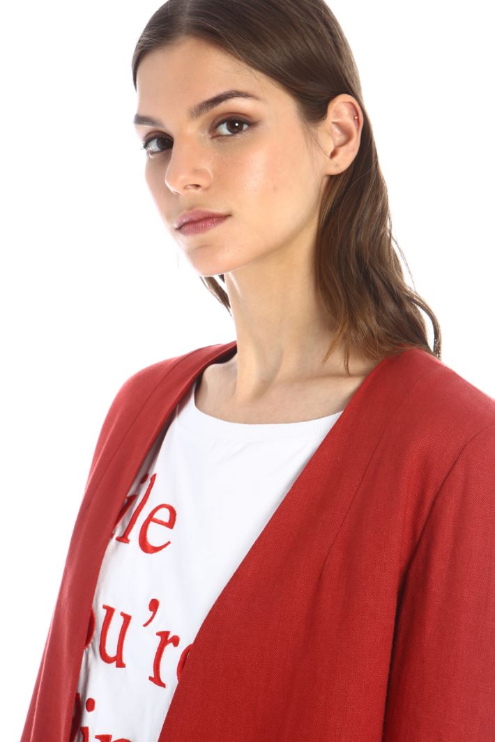 Giacca in twill di lino - ROSSO - Fashion Market - 3