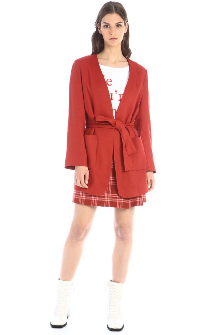 Giacca in twill di lino - ROSSO - Fashion Market