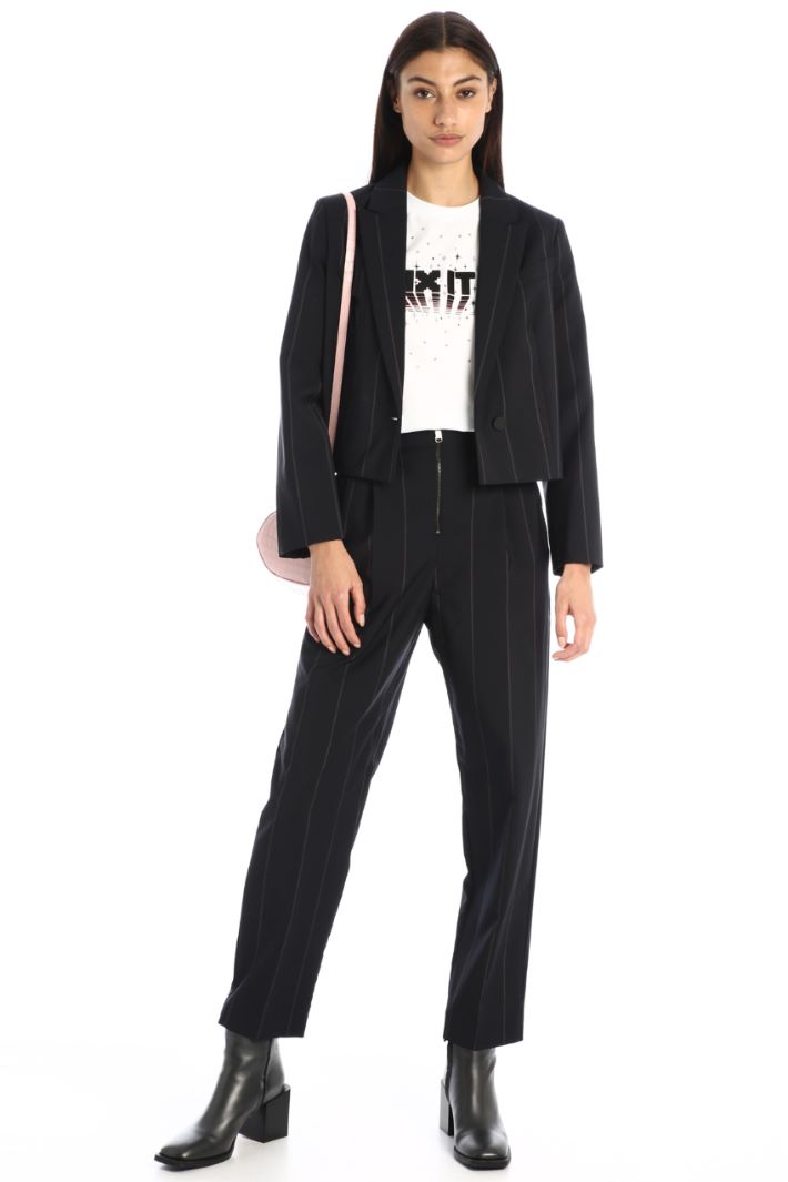 Blazer corto in lana - BLU NOTTE ROSA - Fashion Market - 5