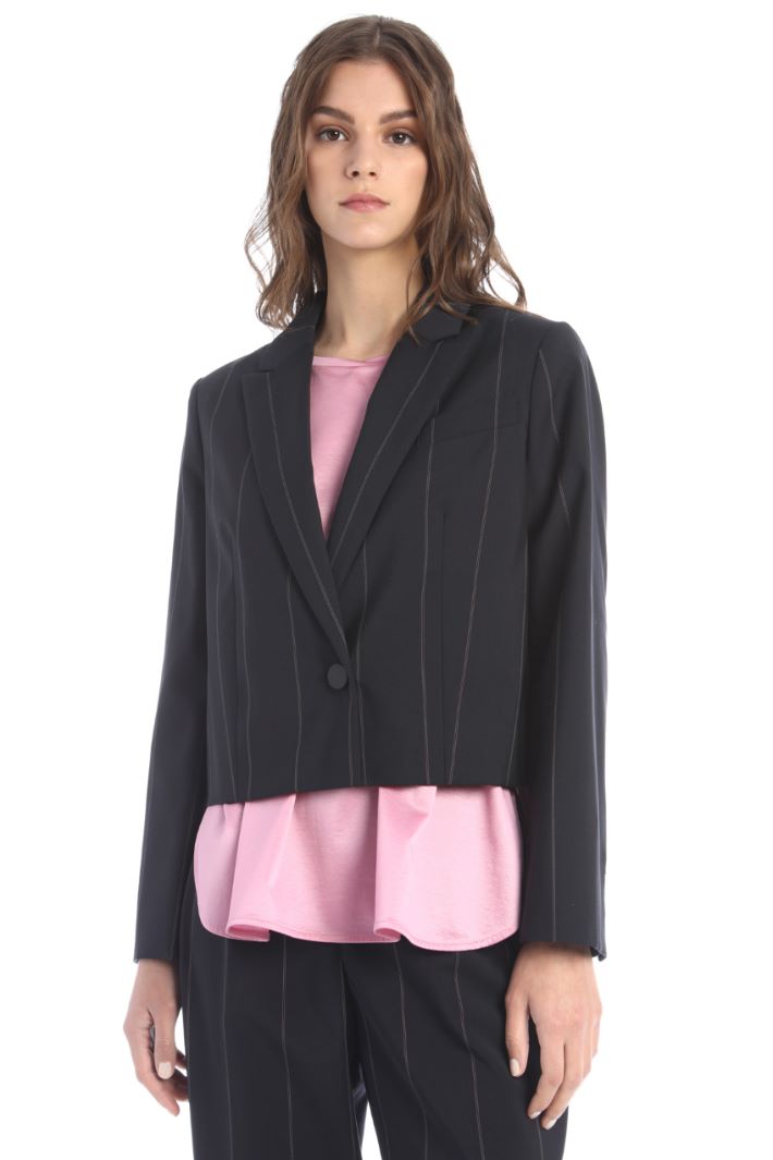 Blazer corto in lana - BLU NOTTE ROSA - Fashion Market - 2