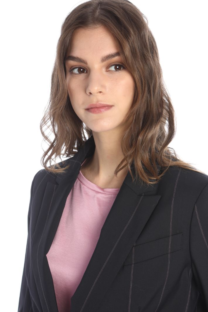 Blazer corto in lana - BLU NOTTE ROSA - Fashion Market - 3