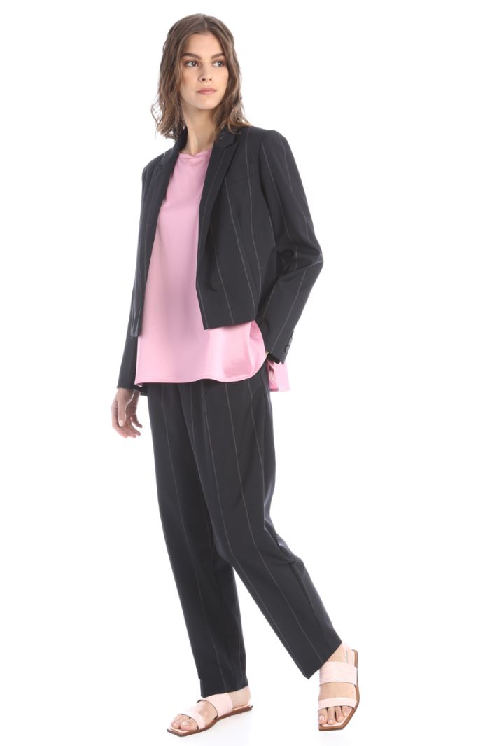 Blazer corto in lana - BLU NOTTE ROSA - Fashion Market