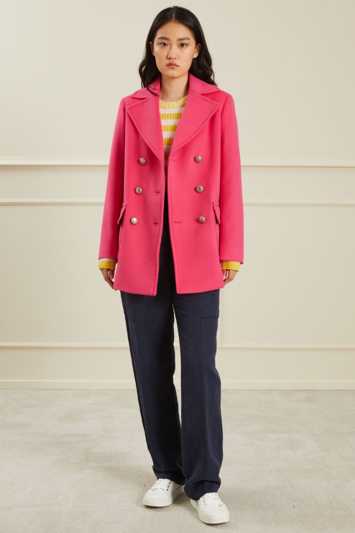 Caban in lana vergine - FUCSIA - Fashion Market