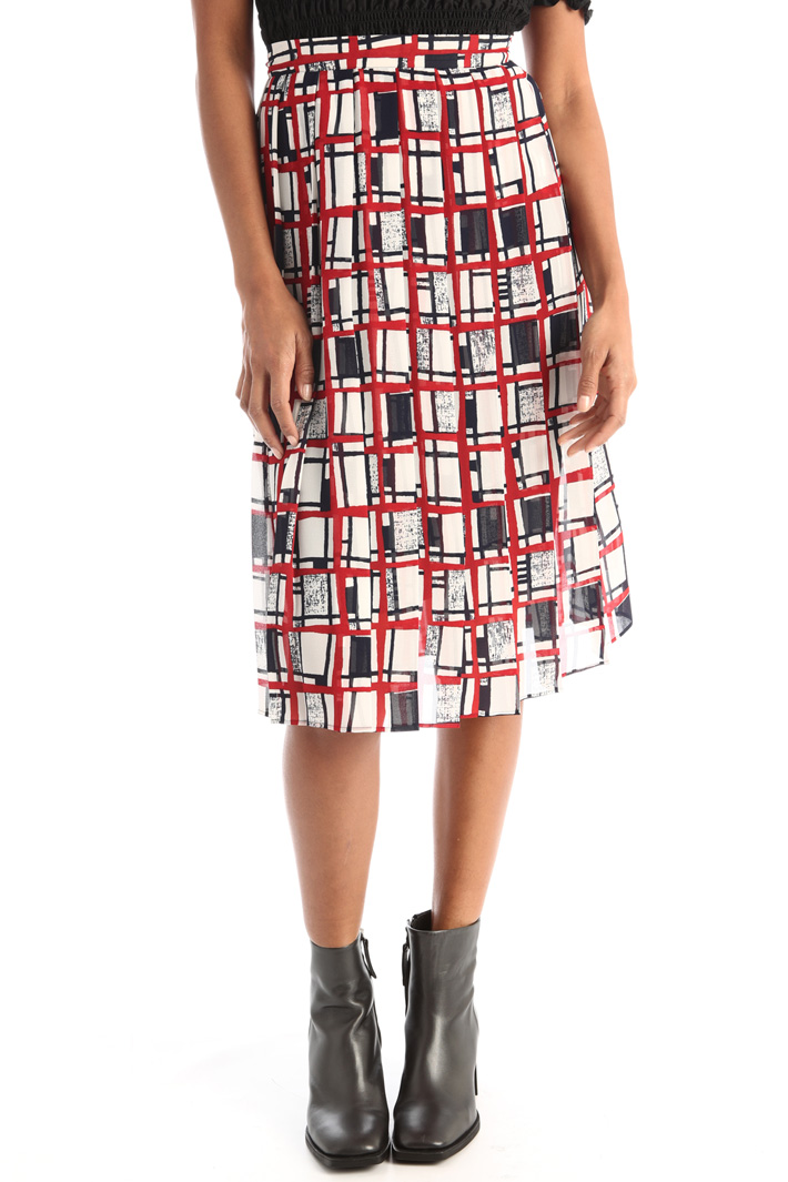 Gonna a pieghe in georgette - ROSSO BLU BIANCO - Fashion Market - 5