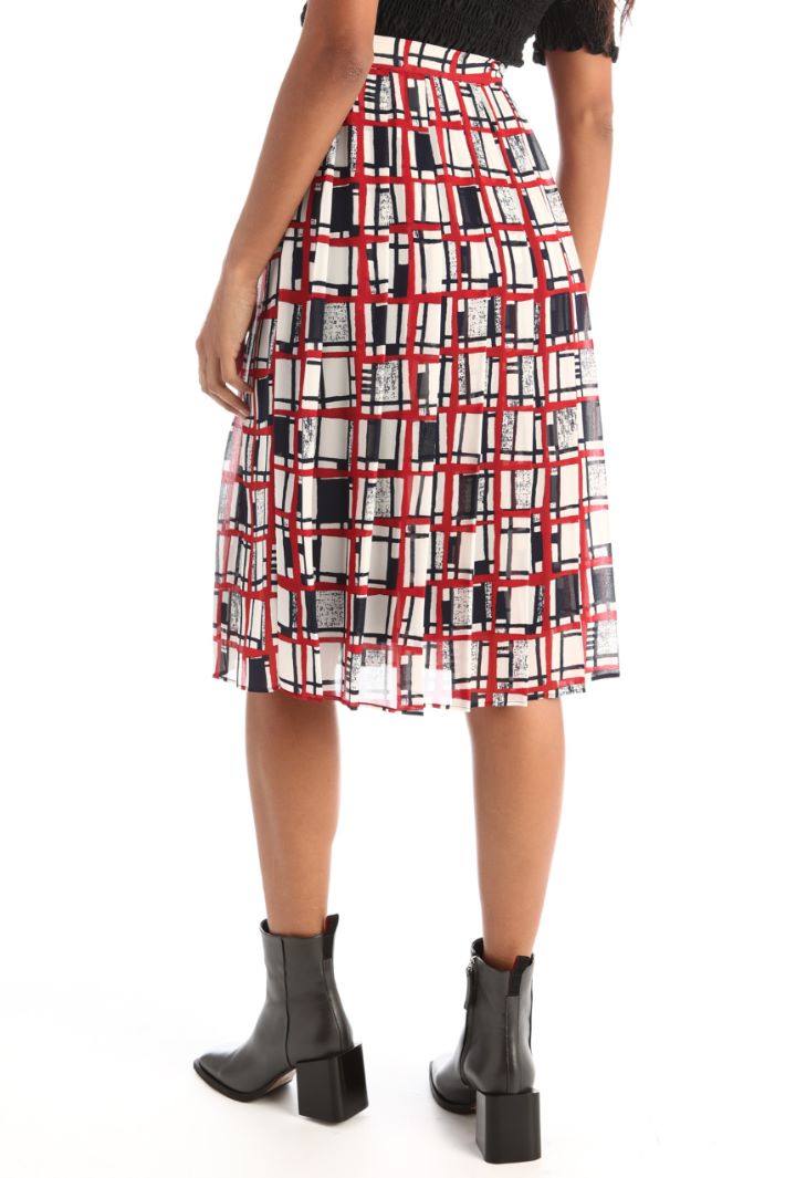 Gonna a pieghe in georgette - ROSSO BLU BIANCO - Fashion Market - 4