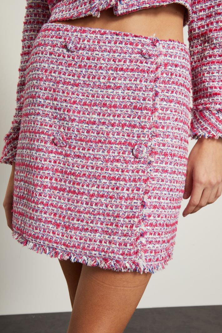 Gonna ad A in tweed - FUCSIA BIANCO BLU - Fashion Market - 3