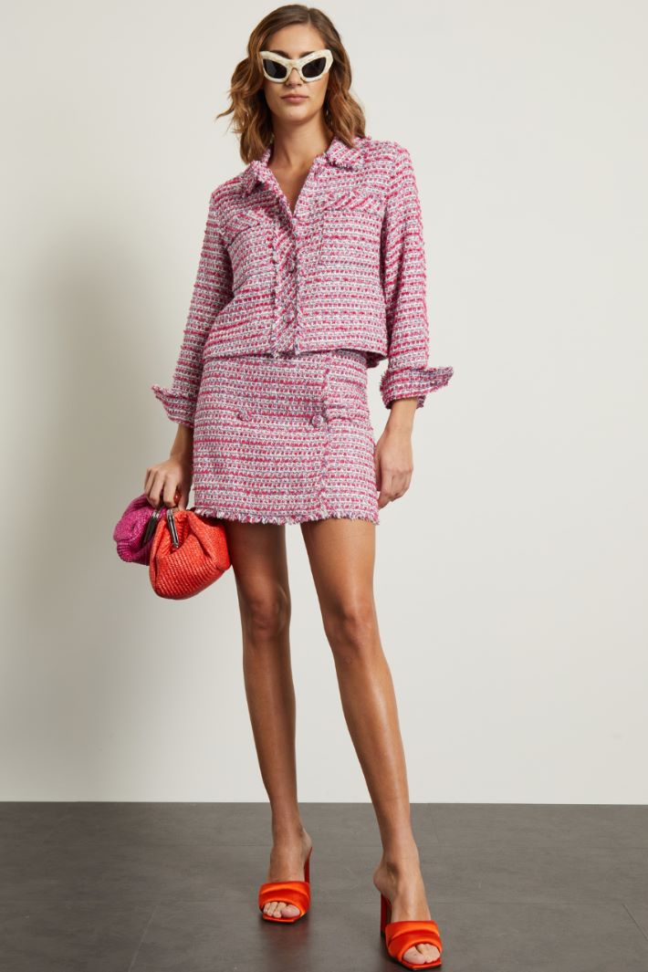 Gonna ad A in tweed - FUCSIA BIANCO BLU - Fashion Market