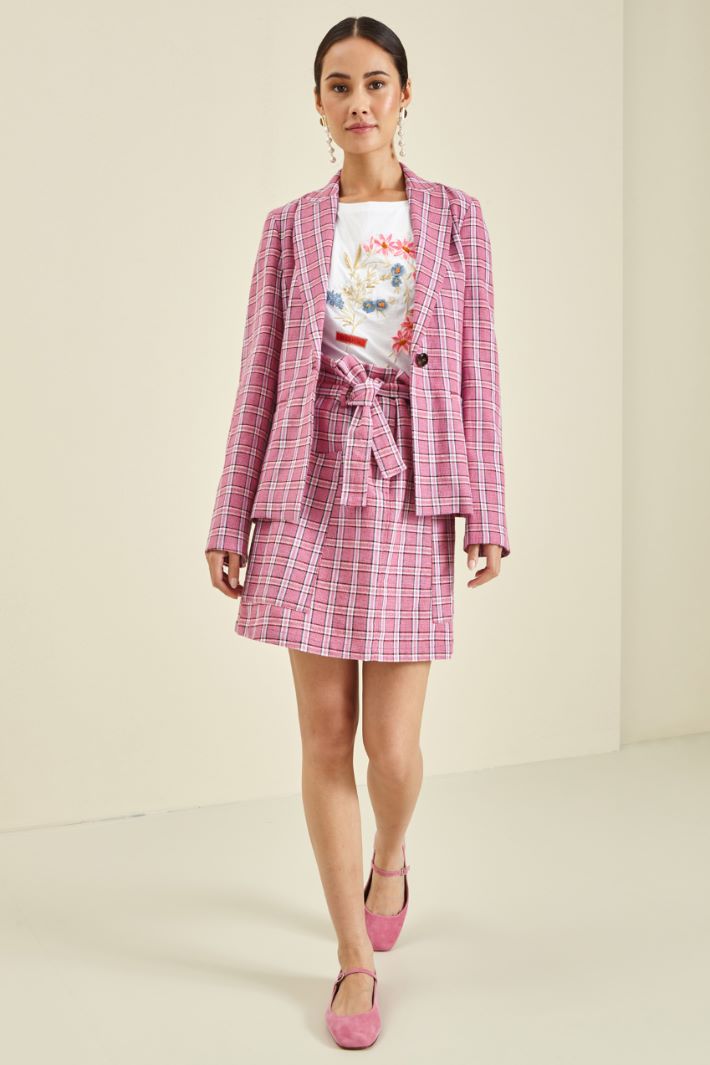 Gonna svasata in lino - ROSA ROSSO NERO - Fashion Market