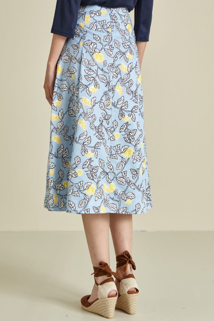 Gonna a pieghe in faille  - AZZURRO GIALLO - Fashion Market - 4