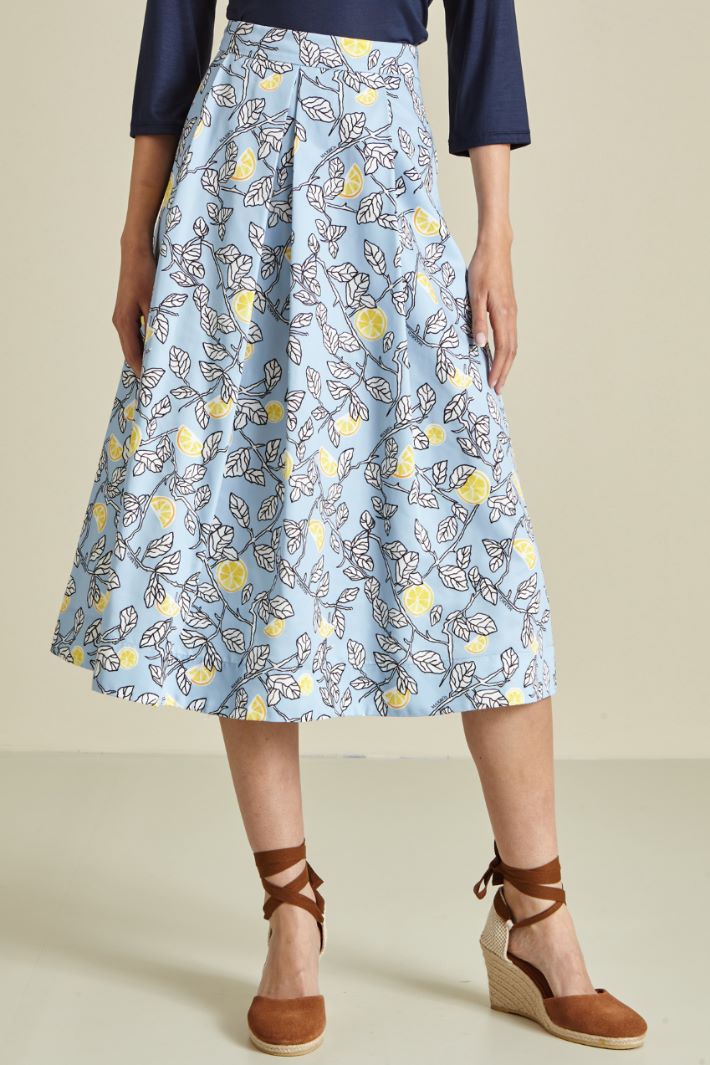 Gonna a pieghe in faille  - AZZURRO GIALLO - Fashion Market - 2